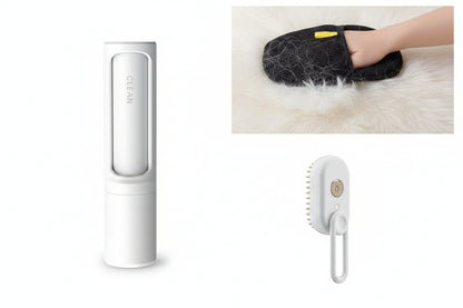 Cleaning tool with packaging and additional product on a white background
