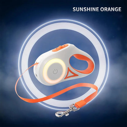 Pet leash and remote control set with 'Sunshine Orange' color on a dark background