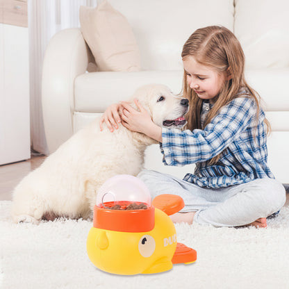 Girl with a dog and a dog toy, with text about choosing dog toys.